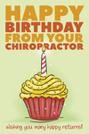 Happy Birthday from your Chiropractor - Wishing you many happy returns (cupcake) 