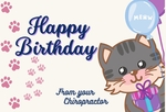 Happy Birthday From Your Chiropractor - Cartoon Cat
