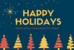 Happy Holidays from Your Chiropractic (Dark Blue Night Sky with 6 Trees)